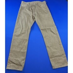 Levis 501 Original Mens Jeans Size 34x32 Straight Leg Button Fly Khaki Tan